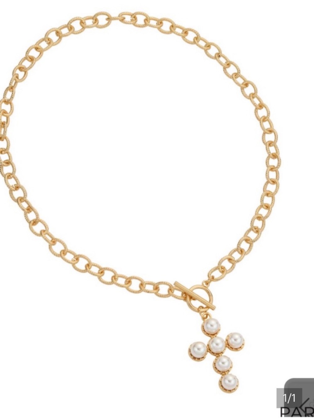Park Lane Gold Chain Necklace with Pearl Cross Pendant - Women Jewelry
